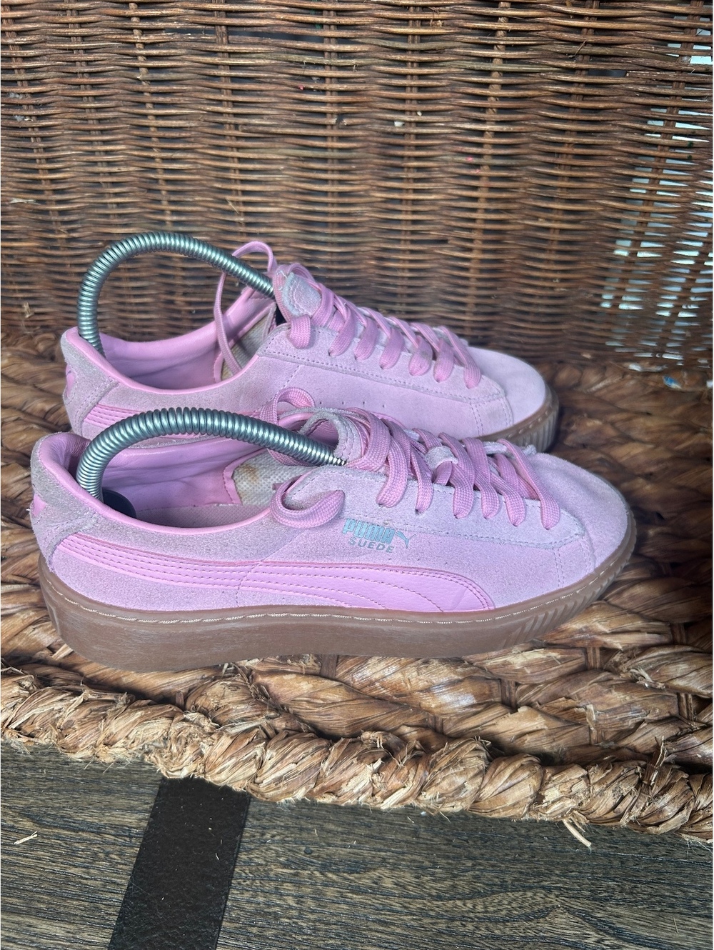 Puma Suede Platform Pink Sneakers Size 6.5